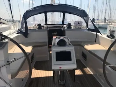 Cockpit of My Way One, a Bavaria Cruiser 51 sailboat at Sukošan, Croatia