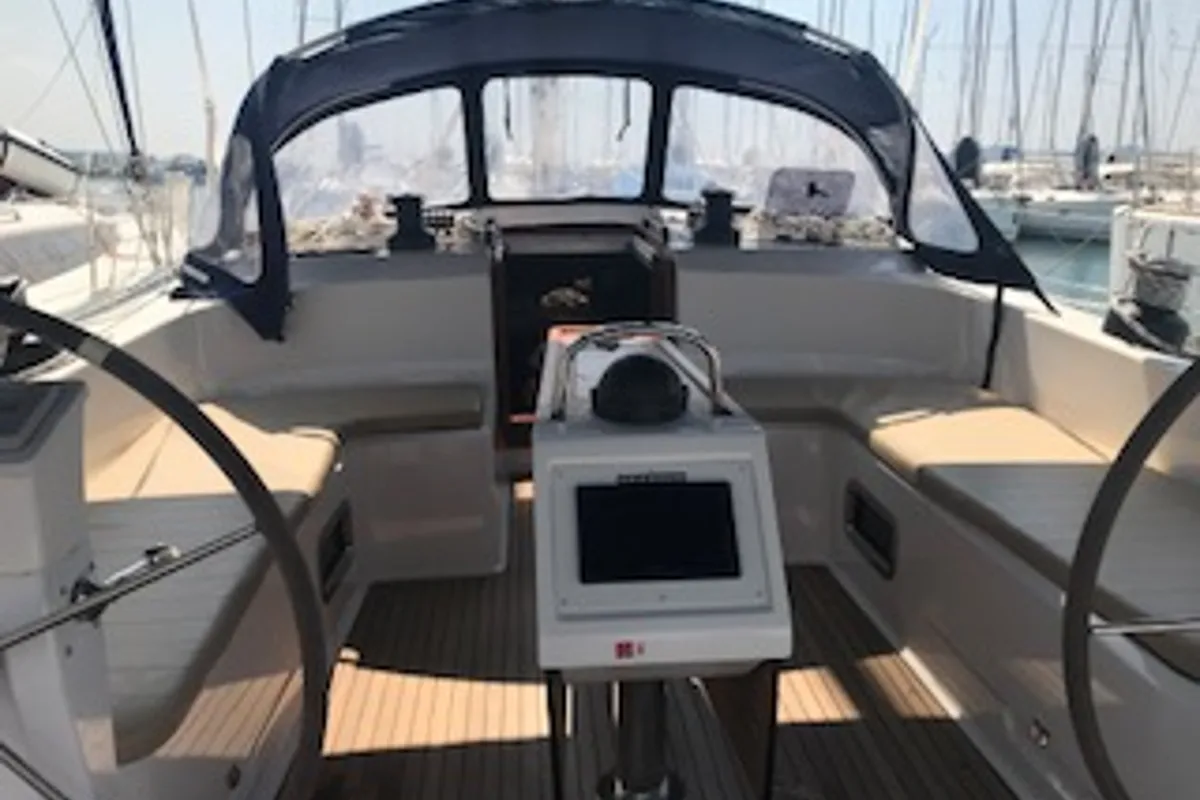 Cockpit of My Way One, a Bavaria Cruiser 51 sailboat at Sukošan, Croatia