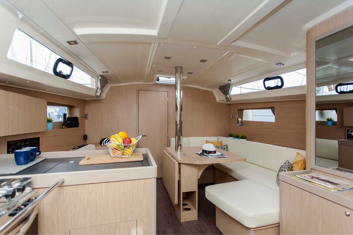Salon of Free, a Beneteau Oceanis 41.1 sailboat at Municipal Unit of Lefkada, Greece