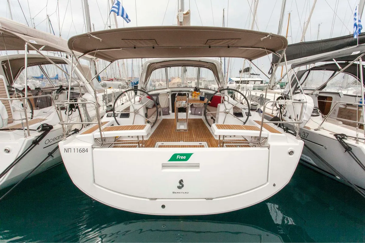 Exterior view of Free, a Beneteau Oceanis 41.1 sailboat at Municipal Unit of Lefkada, Greece