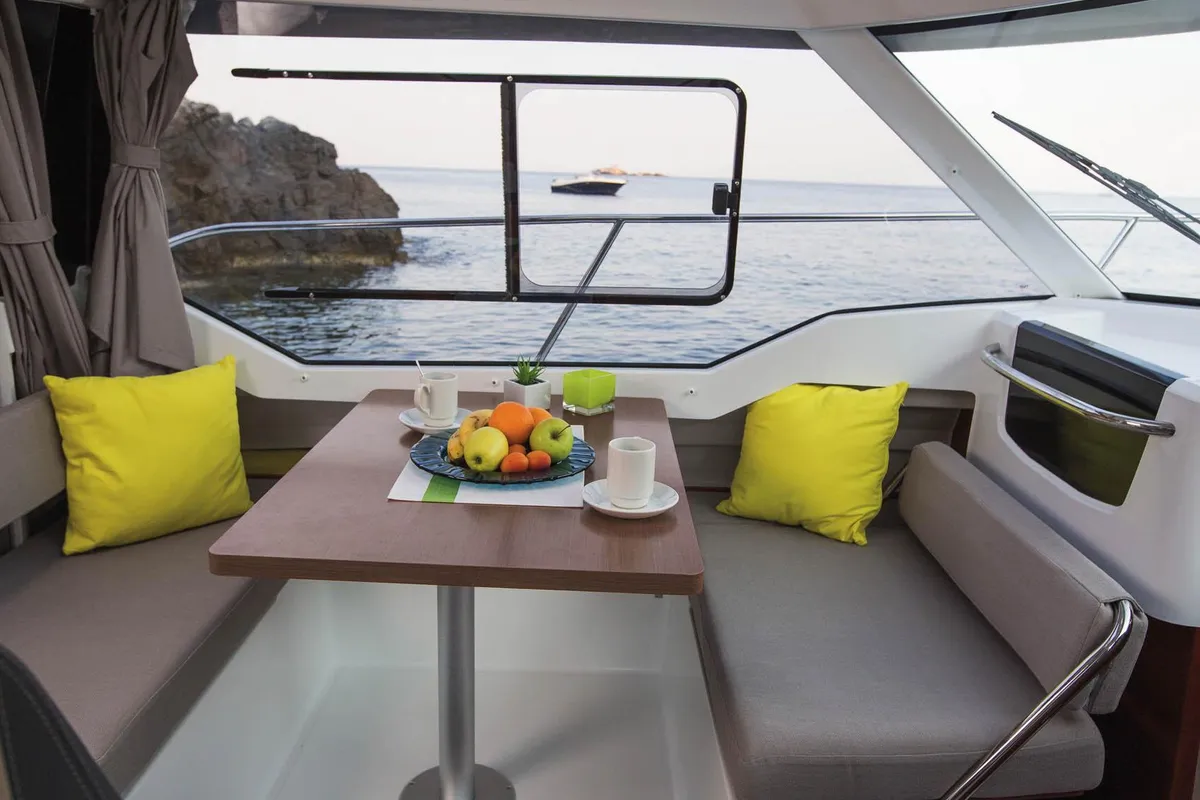 Salon of Merry Fisher 795, a Jeanneau Merry Fisher 795 motorboat at Grad Trogir, Croatia