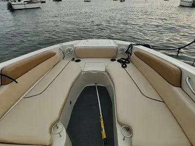 Deck of New Yorker, a Sea Ray SDX 290 motorboat at Mumbai Harbour, India