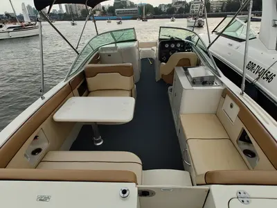 Deck of New Yorker, a Sea Ray SDX 290 motorboat at Mumbai Harbour, India