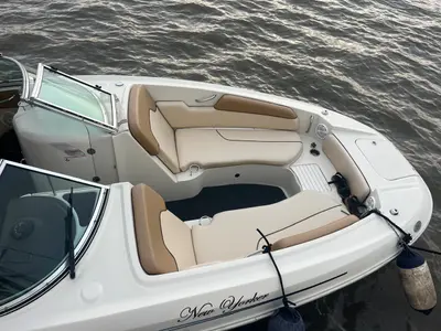 Deck of New Yorker, a Sea Ray SDX 290 motorboat at Mumbai Harbour, India