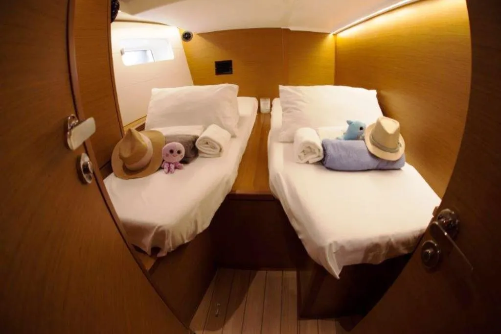 Cabin on Pelagic Sail, a Jeanneau 54 sailboat at Ellomenos, Greece