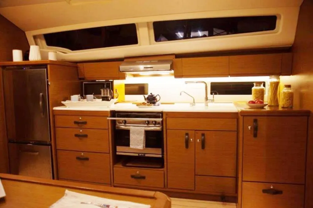 Galley of Pelagic Sail, a Jeanneau 54 sailboat at Ellomenos, Greece