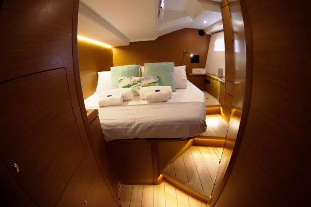 Cabin on Pelagic Sail, a Jeanneau 54 sailboat at Ellomenos, Greece