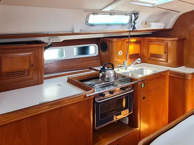 Galley of Erika, a Beneteau Oceanis 411 sailboat at Volos Municipality, Greece