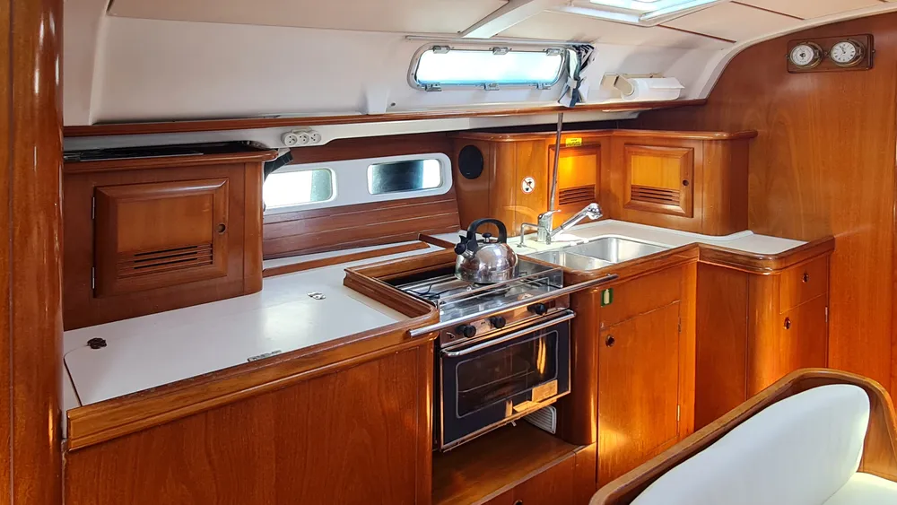 Galley of Erika, a Beneteau Oceanis 411 sailboat at Volos Municipality, Greece
