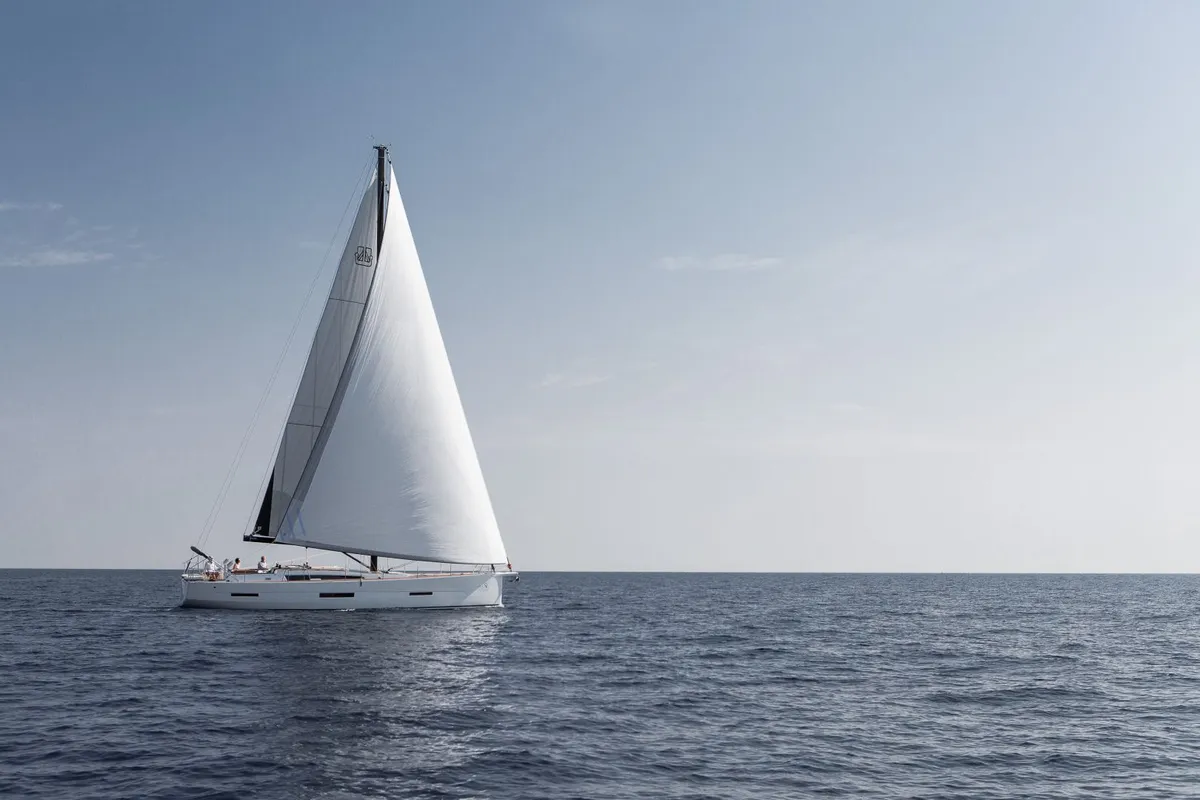 Exterior view of INVICTUS, a Dufour 56 Exclusive sailboat at Capo d'Orlando, Italy