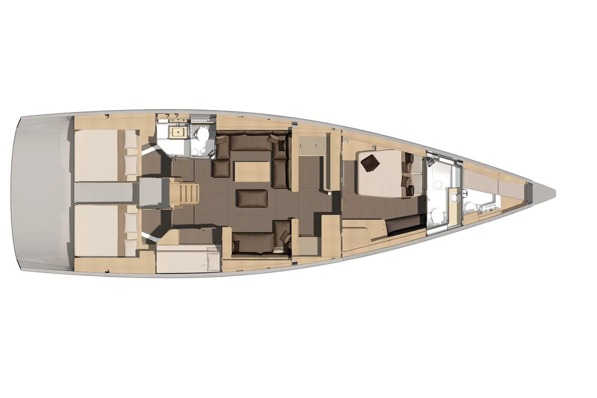 Exterior view of INVICTUS, a Dufour 56 Exclusive sailboat at Capo d'Orlando, Italy