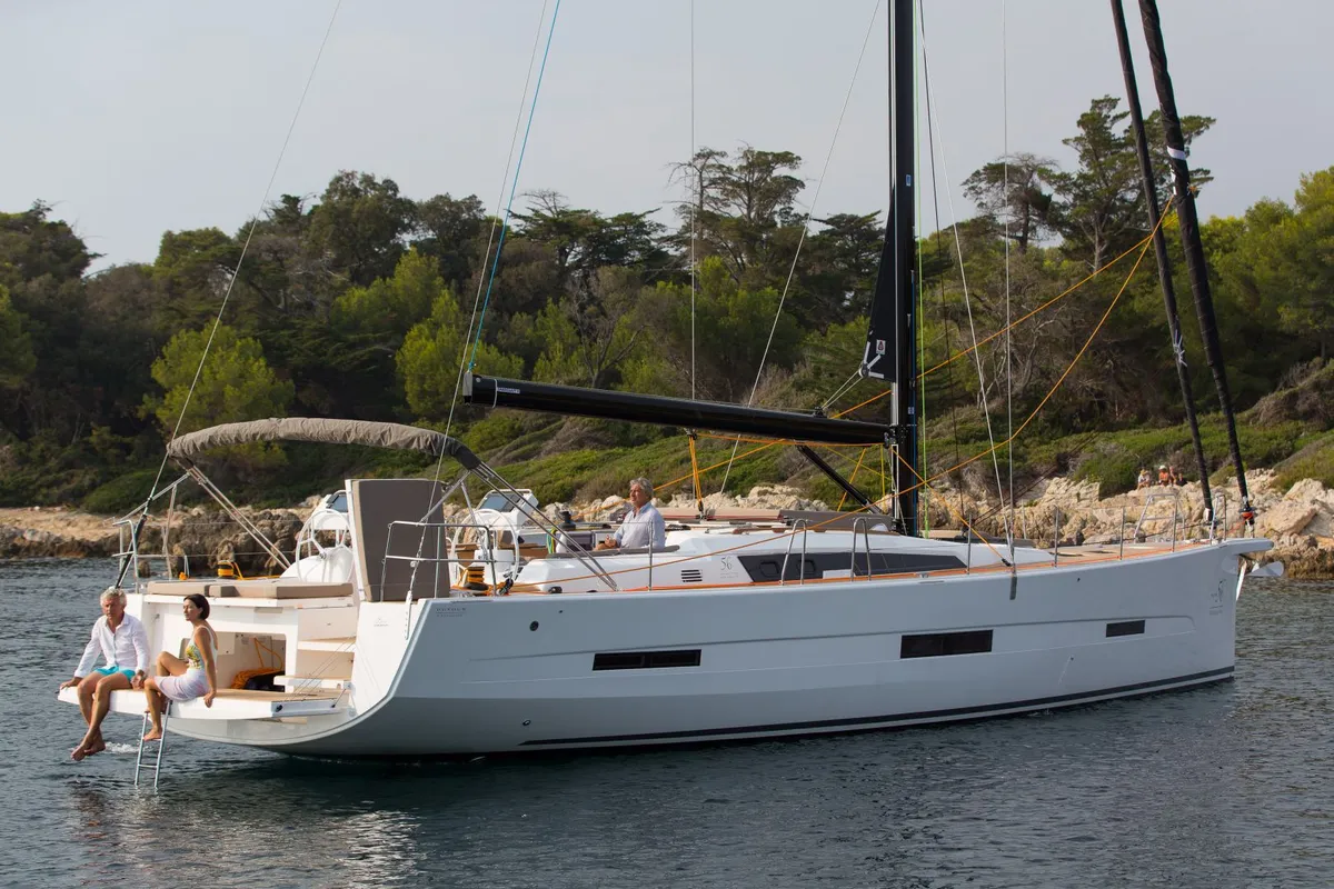 Head on INVICTUS, a Dufour 56 Exclusive sailboat at Capo d'Orlando, Italy