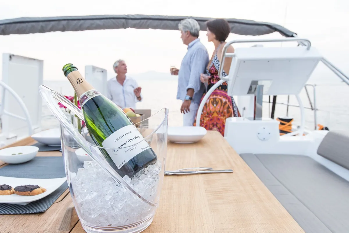 Deck of INVICTUS, a Dufour 56 Exclusive sailboat at Capo d'Orlando, Italy