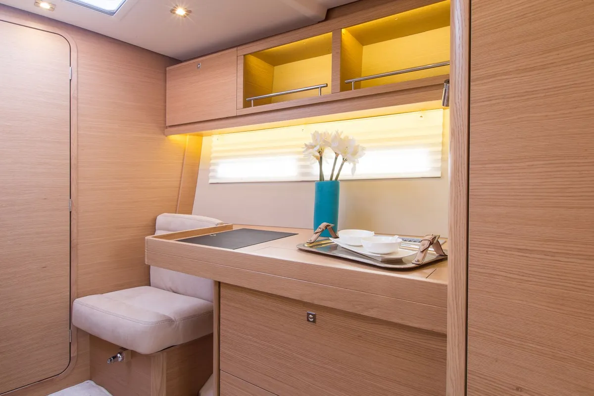 Cabin on INVICTUS, a Dufour 56 Exclusive sailboat at Capo d'Orlando, Italy