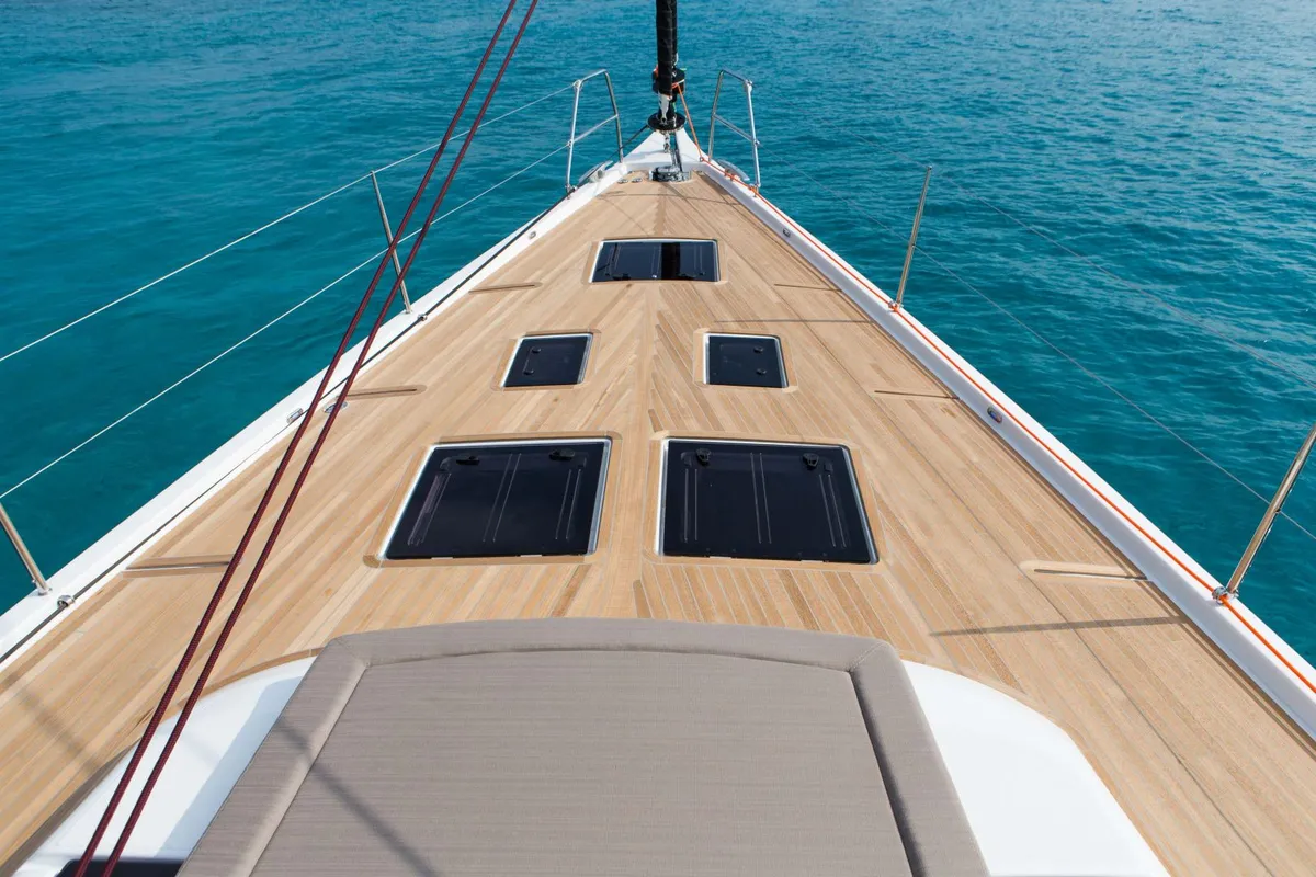 Head on INVICTUS, a Dufour 56 Exclusive sailboat at Capo d'Orlando, Italy