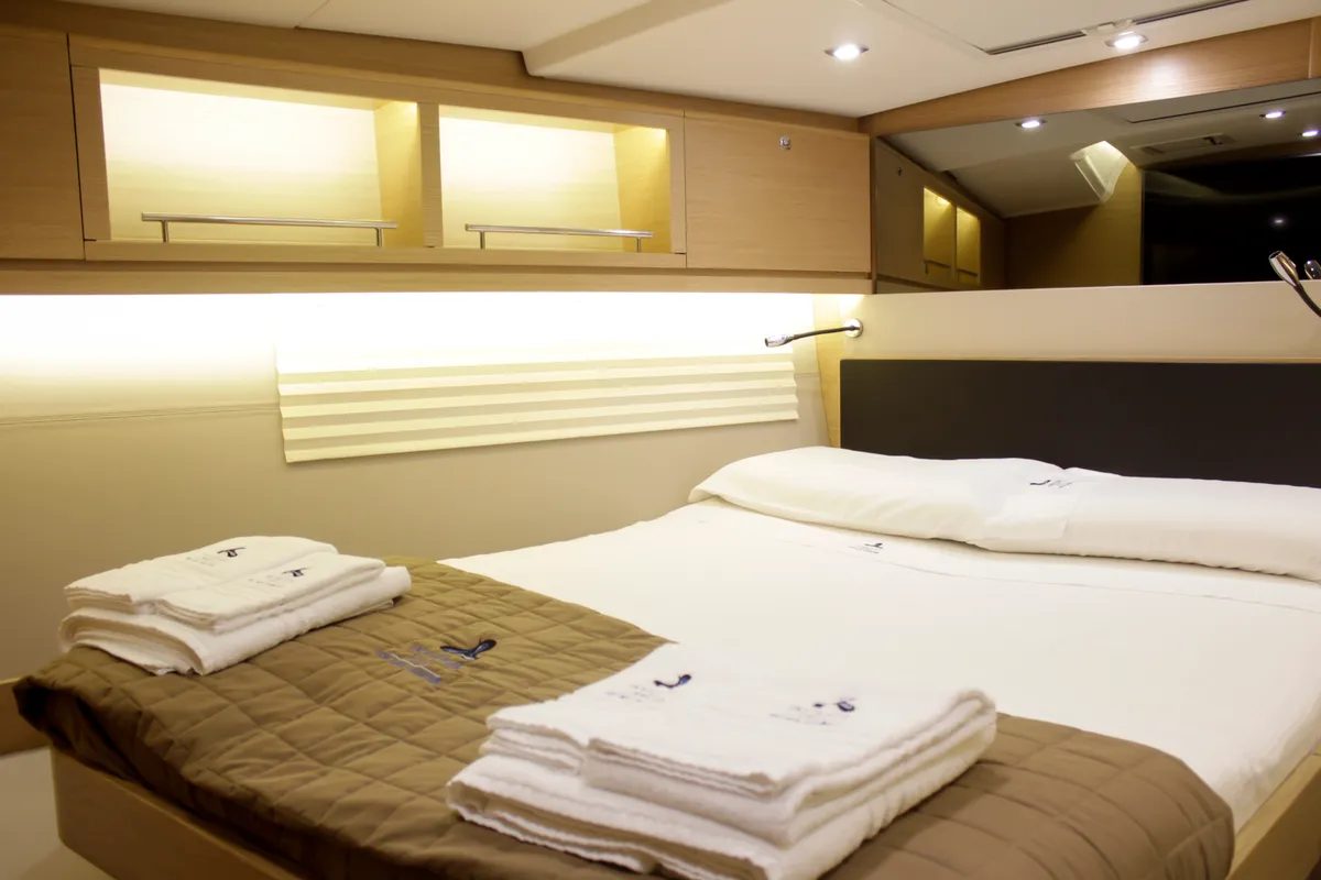 Cabin on INVICTUS, a Dufour 56 Exclusive sailboat at Capo d'Orlando, Italy