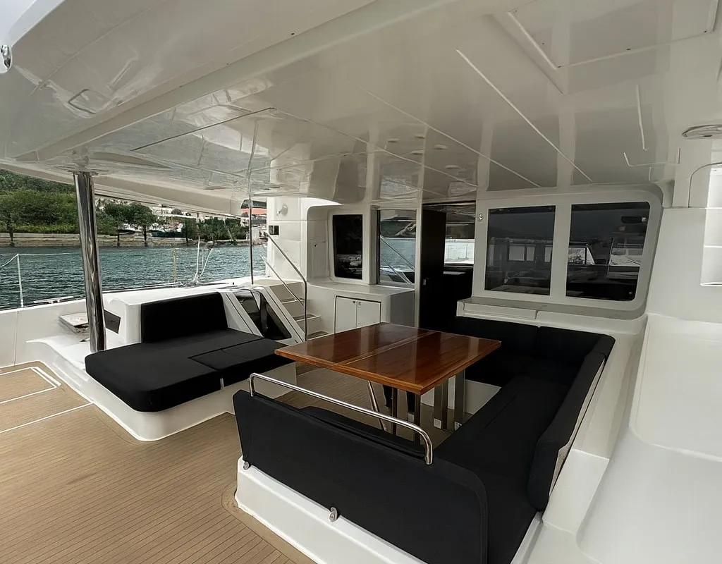 Deck of Orion Star, a Lagoon 52 catamaran at Skiathos, Greece