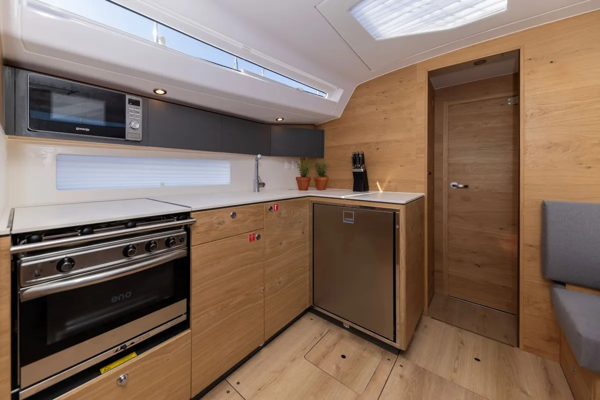 Galley of Amaretto, a Elan Impression 45 sailboat at Zadar, Croatia