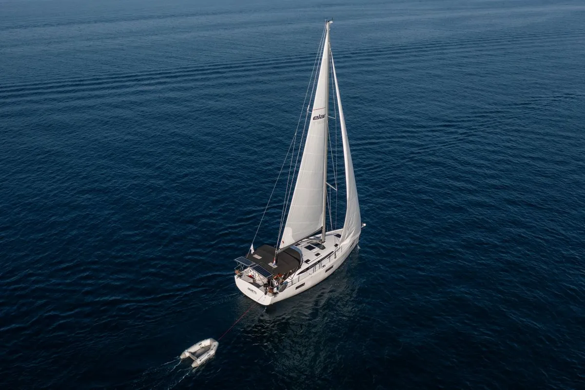 Exterior view of Amaretto, a Elan Impression 45 sailboat at Zadar, Croatia