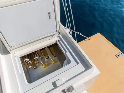 Deck of Amaretto, a Elan Impression 45 sailboat at Zadar, Croatia