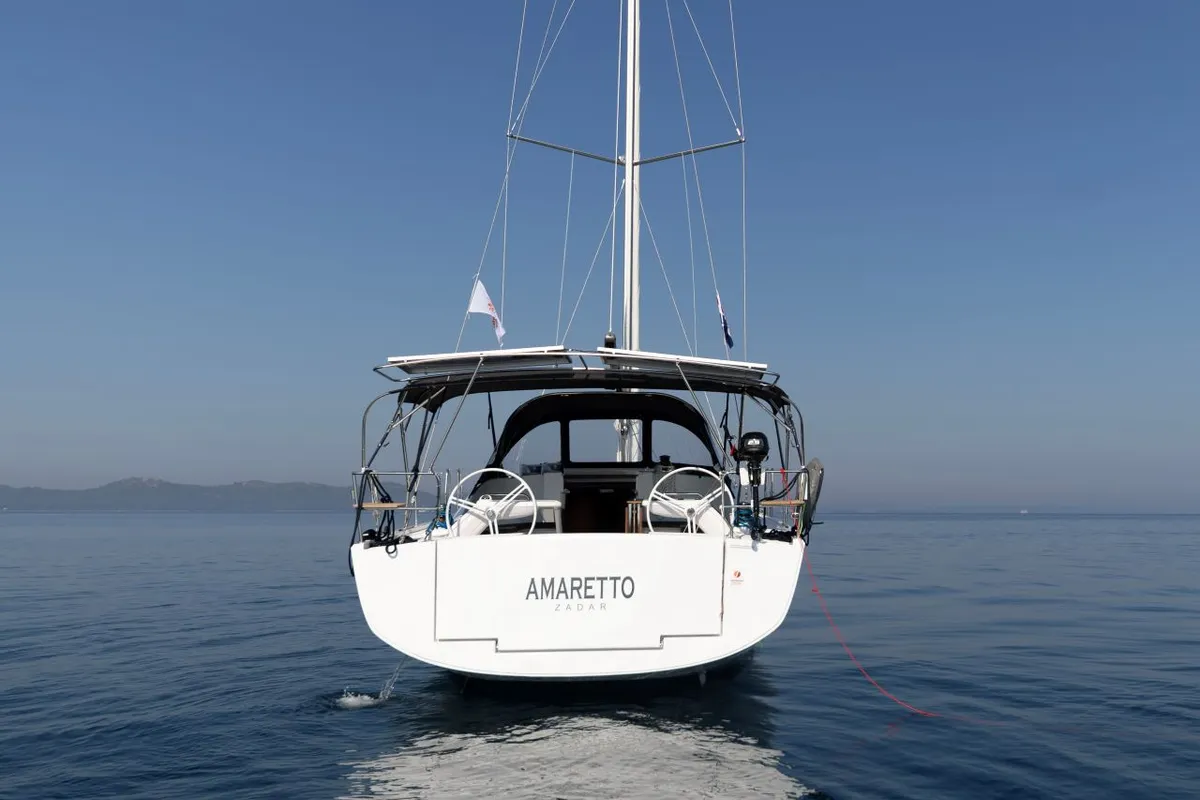 Exterior view of Amaretto, a Elan Impression 45 sailboat at Zadar, Croatia