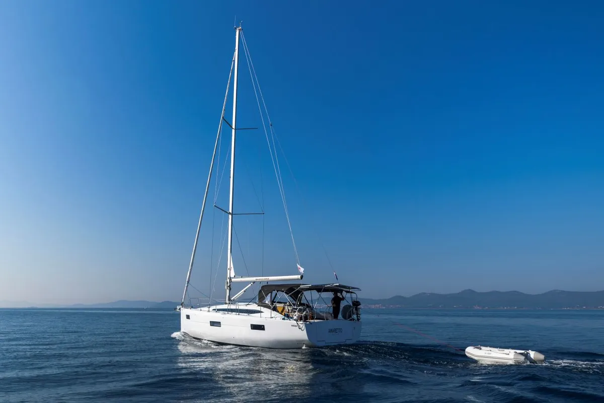 Exterior view of Amaretto, a Elan Impression 45 sailboat at Zadar, Croatia