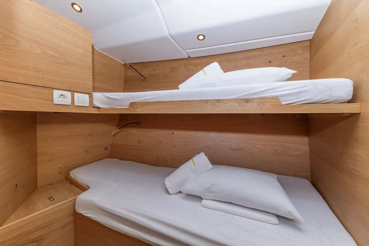 Cabin on Amaretto, a Elan Impression 45 sailboat at Zadar, Croatia