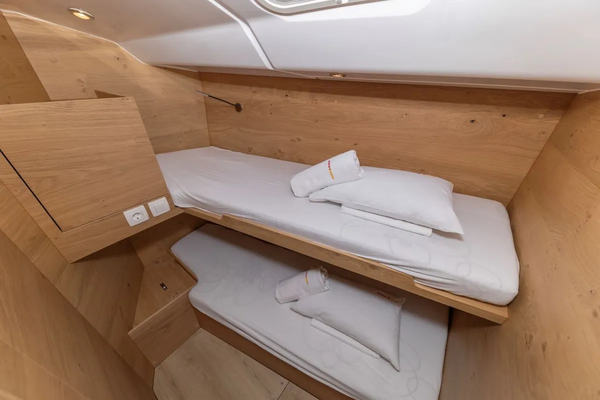Cabin on Amaretto, a Elan Impression 45 sailboat at Zadar, Croatia
