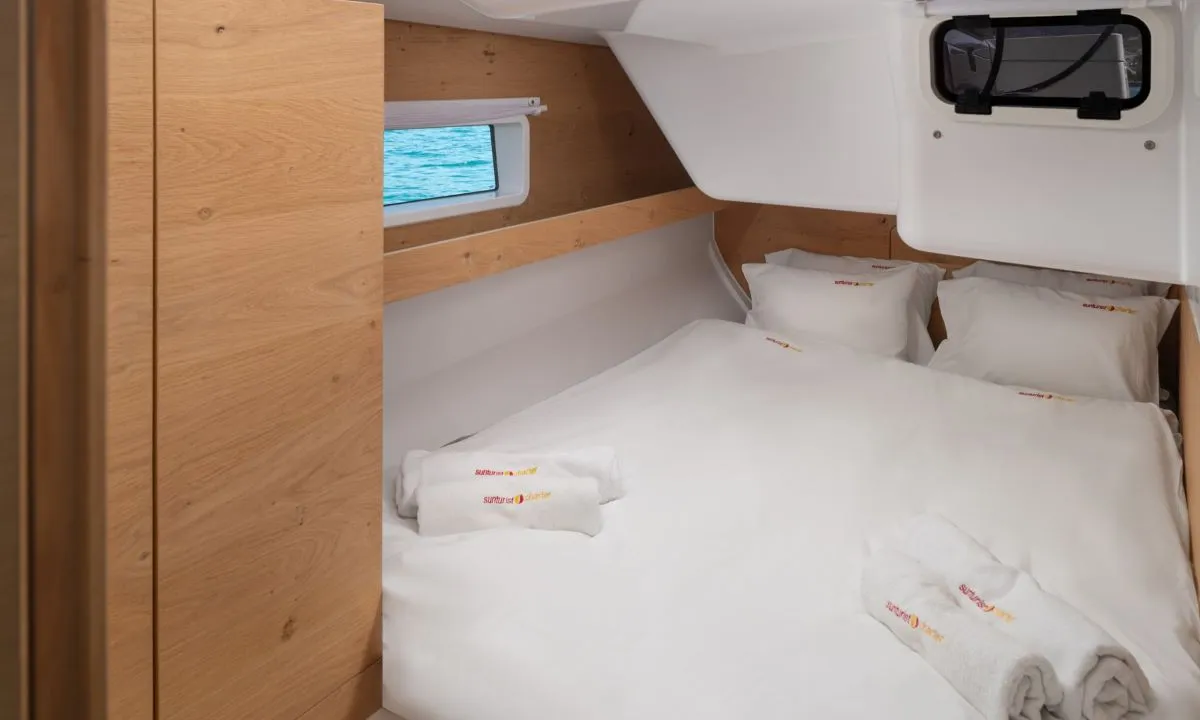 Cabin on Amaretto, a Elan Impression 45 sailboat at Zadar, Croatia