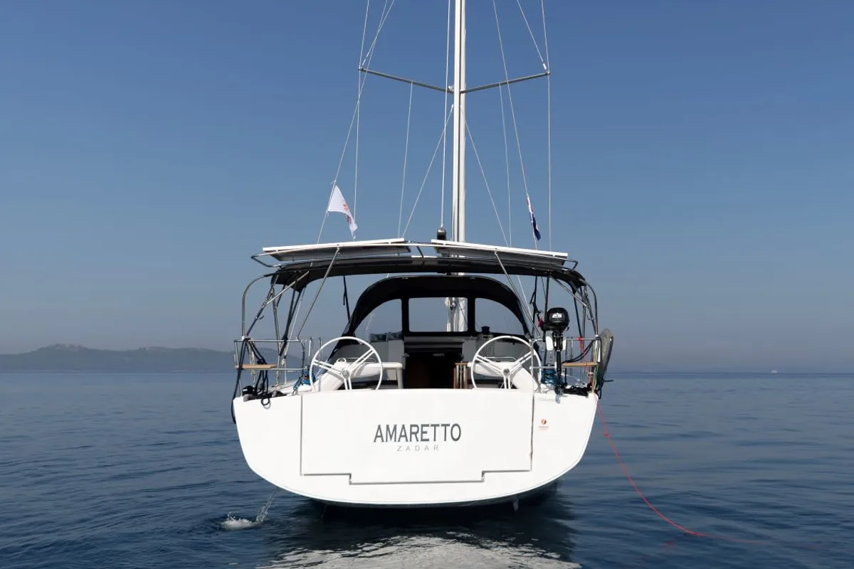 Exterior view of Amaretto, a Elan Impression 45 sailboat at Zadar, Croatia