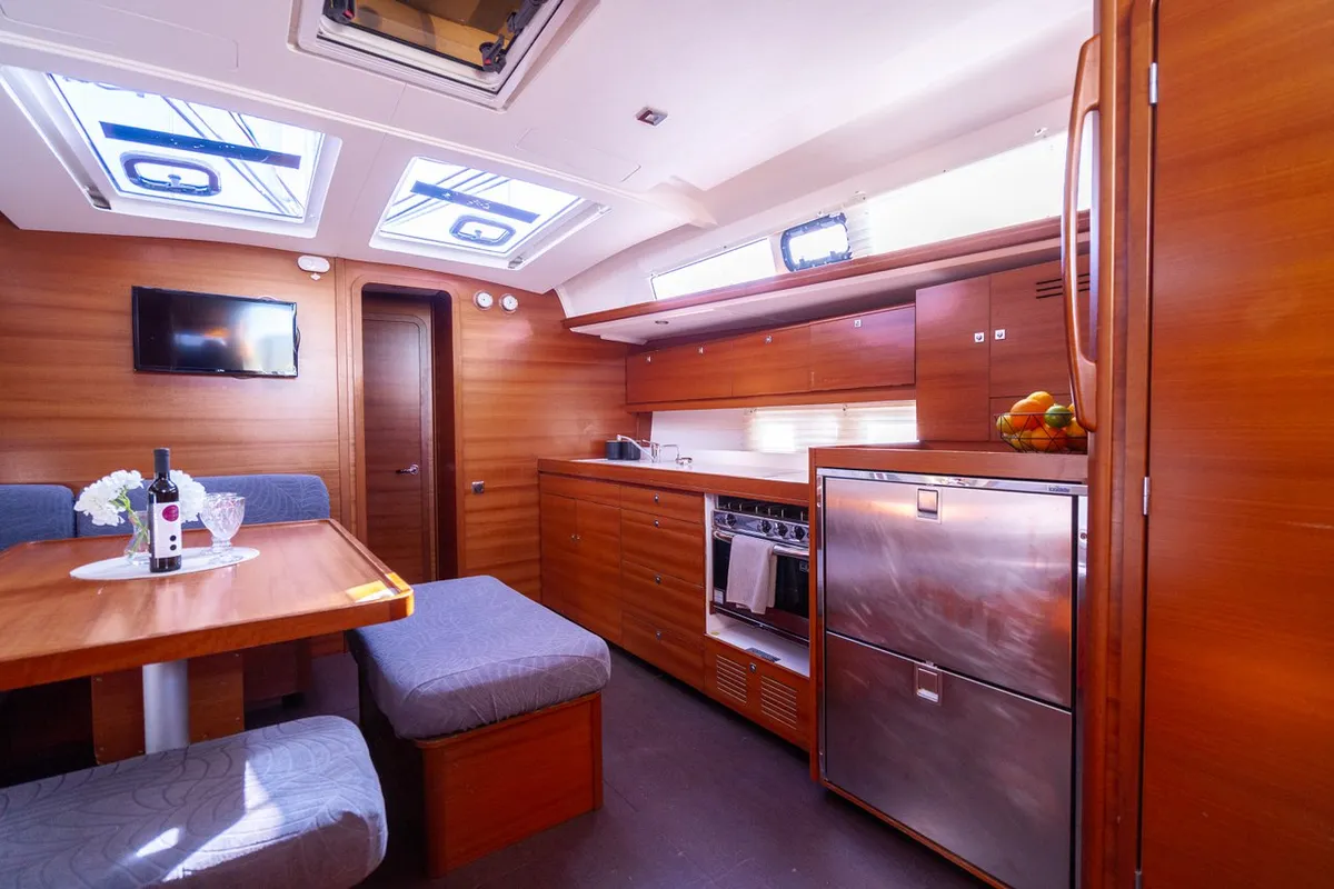 Galley of Cygnus, a Dufour 460 GL sailboat at Grad Pula, Croatia