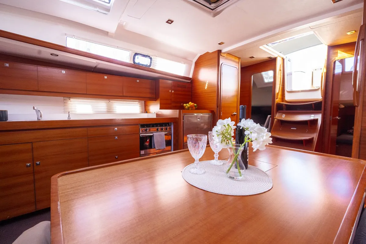 Salon of Cygnus, a Dufour 460 GL sailboat at Grad Pula, Croatia