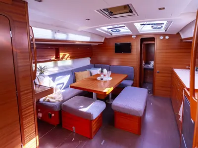 Salon of Cygnus, a Dufour 460 GL sailboat at Grad Pula, Croatia
