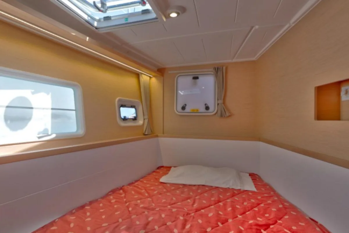 Cabin on Armonia, a Lagoon 400 S2 catamaran at Palairos, Greece