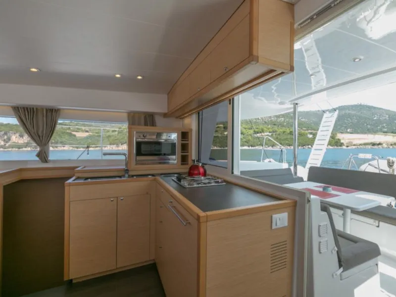 Galley of Armonia, a Lagoon 400 S2 catamaran at Palairos, Greece