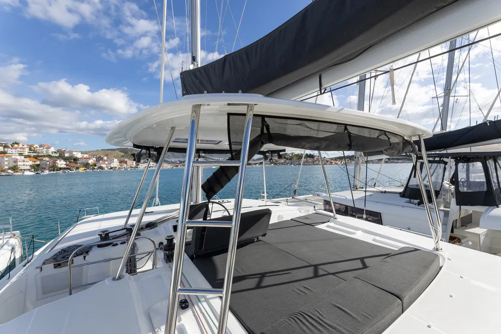 Deck of Linda II, a Lagoon 46 catamaran at Split, Croatia
