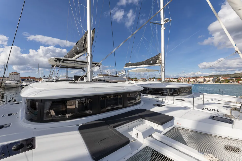 Deck of Linda II, a Lagoon 46 catamaran at Split, Croatia