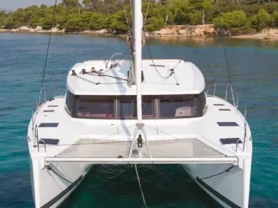 Exterior view of Marlea, a Fountaine Pajot Lucia 40 catamaran at Cogolin, France
