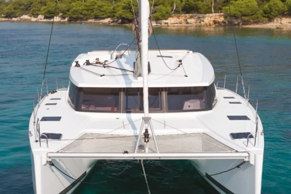 Exterior view of Marlea, a Fountaine Pajot Lucia 40 catamaran at Cogolin, France