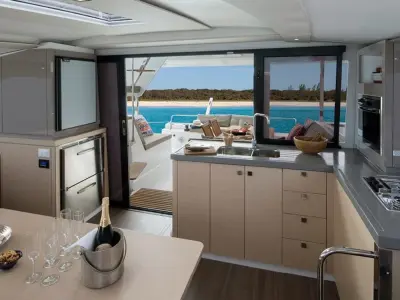 Galley of Marlea, a Fountaine Pajot Lucia 40 catamaran at Cogolin, France
