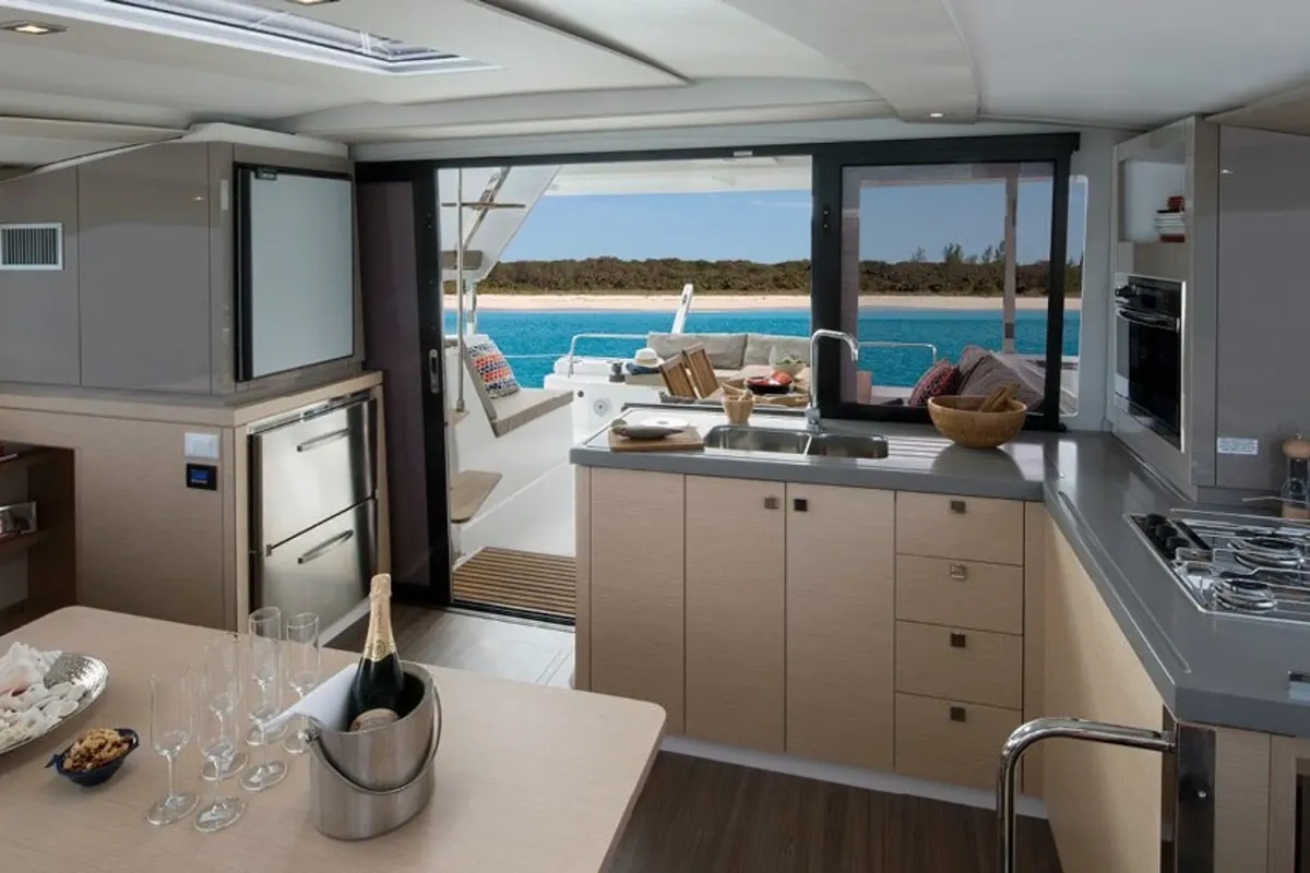 Galley of Marlea, a Fountaine Pajot Lucia 40 catamaran at Cogolin, France