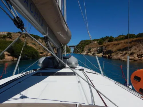 Exterior view of Adamastos, a Jeanneau Sun Odyssey 490 sailboat at Preveza, Greece
