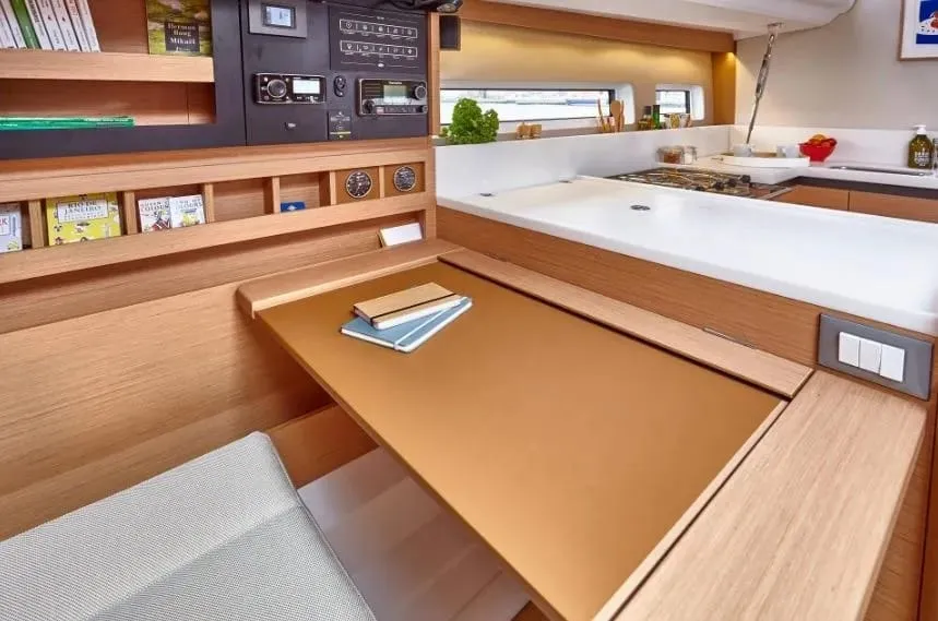 Salon of Jeanneau Sun Odyssey 440, a sailboat at Bodrum, Turkey