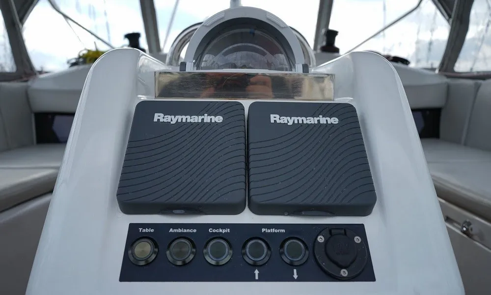 Cockpit of Jeanneau Sun Odyssey 440, a sailboat at Bodrum, Turkey