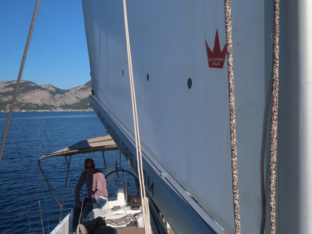 Deck of Jeanneau Sun Odyssey 440, a sailboat at Bodrum, Turkey