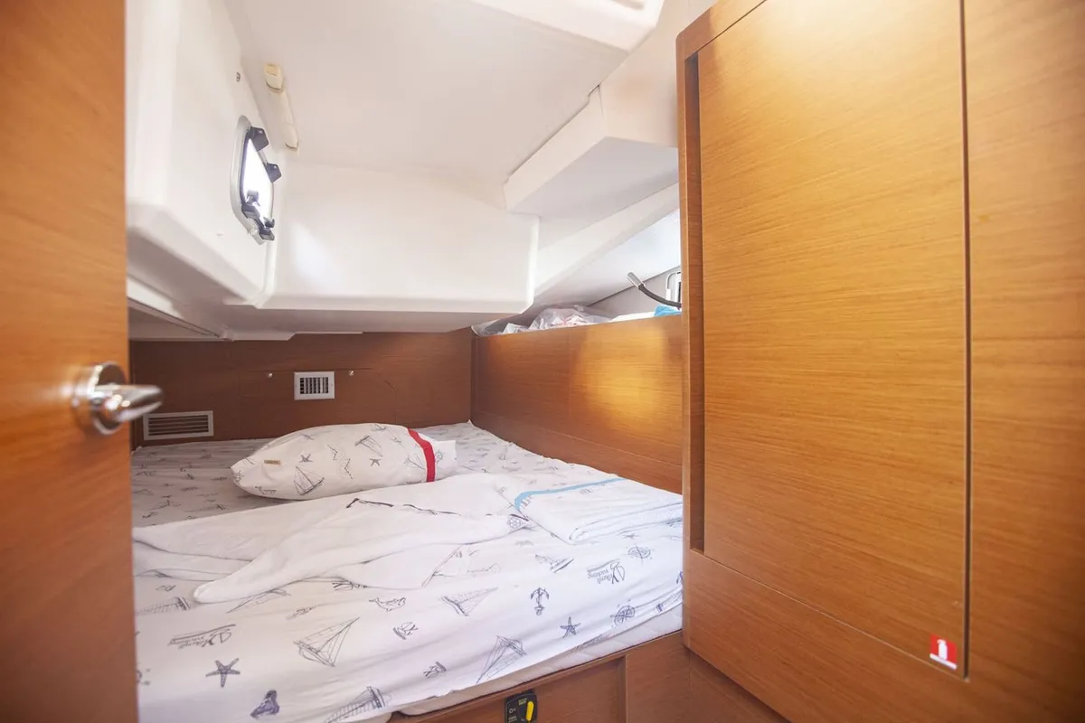 Cabin on Jeanneau Sun Odyssey 440, a sailboat at Bodrum, Turkey