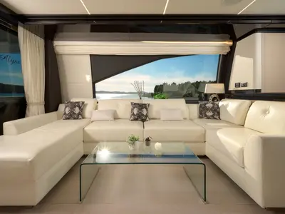 Salon of Alyss, a Azimut 72 motor yacht at Skradin, Croatia