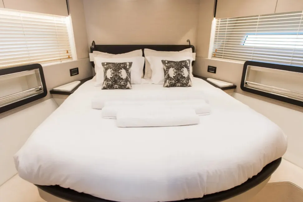 Cabin on Alyss, a Azimut 72 motor yacht at Skradin, Croatia