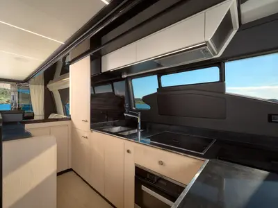 Galley of Alyss, a Azimut 72 motor yacht at Skradin, Croatia