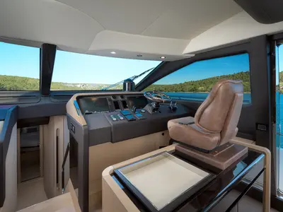 Cockpit of Alyss, a Azimut 72 motor yacht at Skradin, Croatia